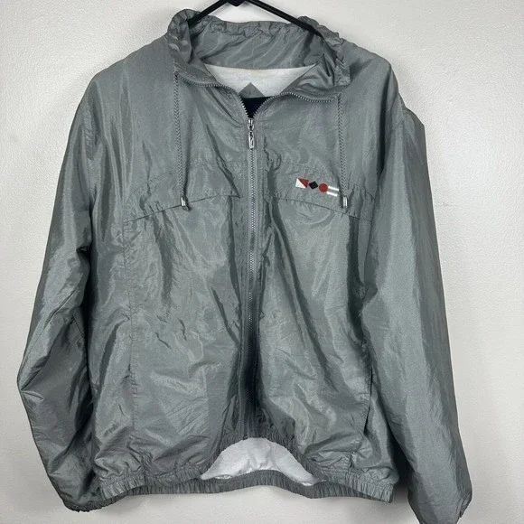Vintage Catalina Adult Men’s Large Silver Sport Sailing Jacket Windbreaker  Zip